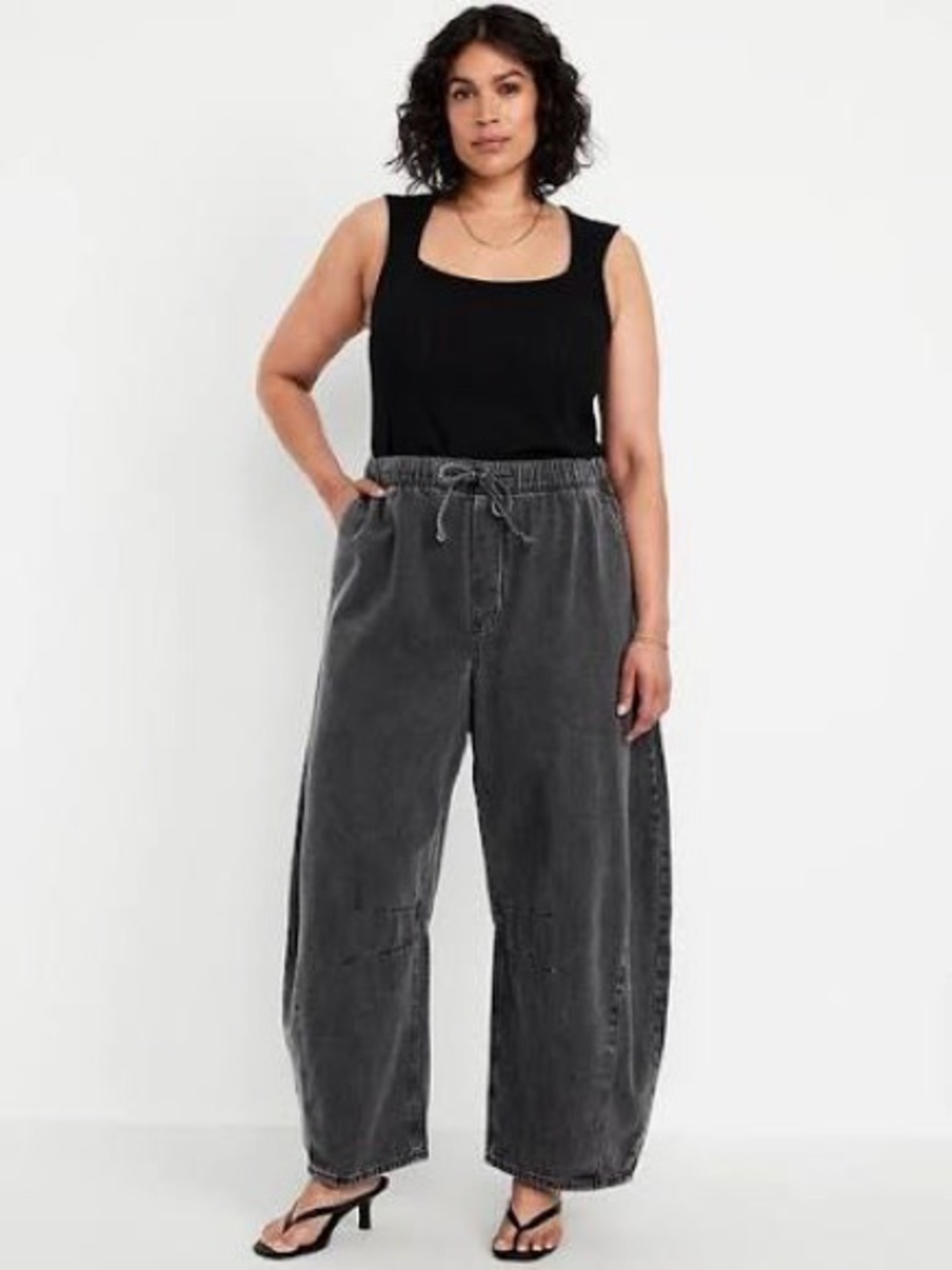 OLD NAVY High Rise Wide Leg Barrel Jeans Black/Gray